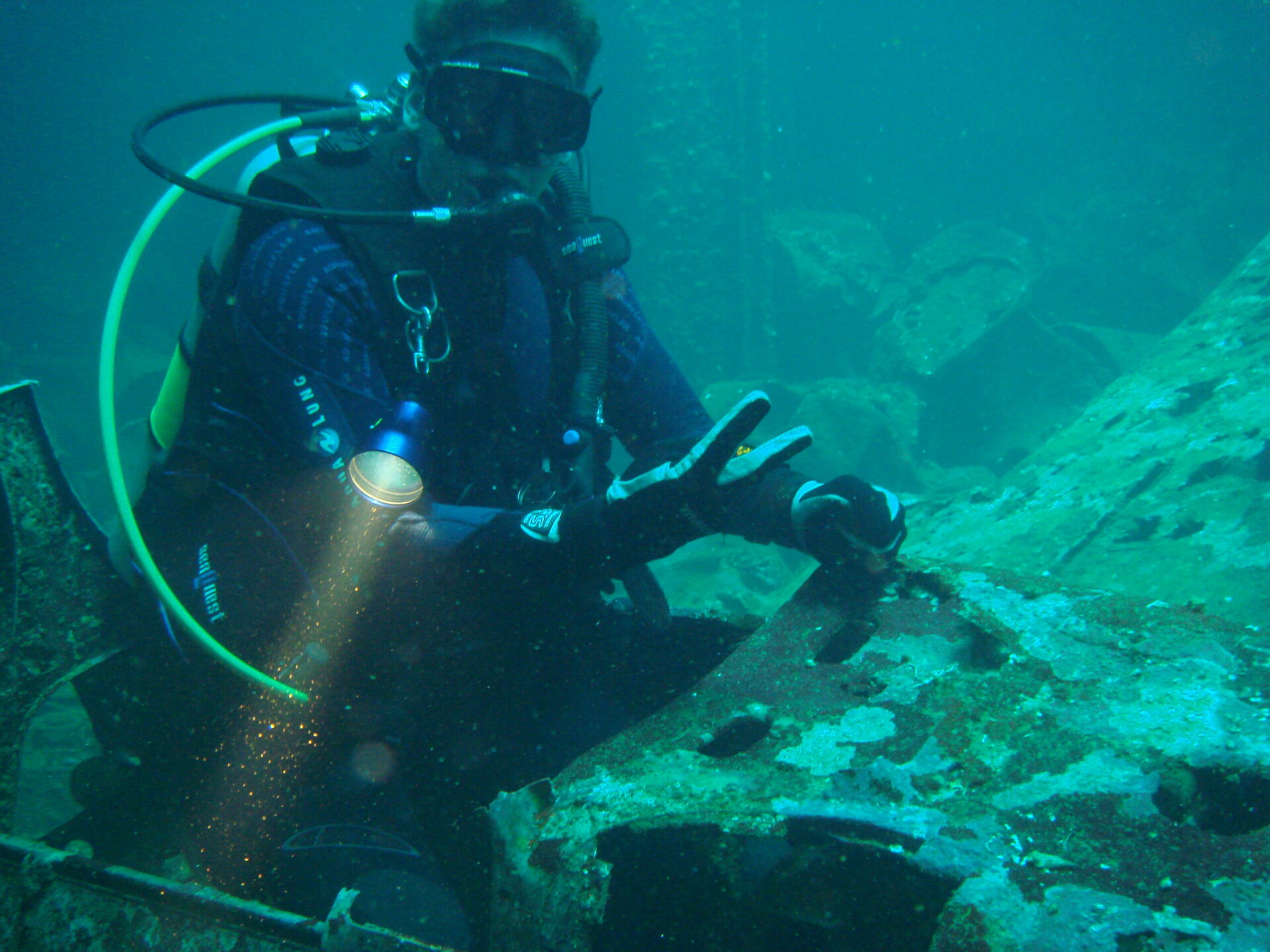 Diver in a wreck. Truk lagoon. Alexander Herweg